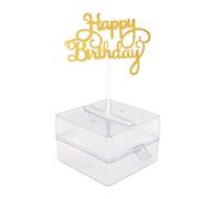 Vocdikficy Set Scatola Porta Soldi A Forma di Torta, Stampo per Torta Che Tira Fuori I Soldi, Come Mostrato con Cake Topper Dorato Glitterato Buon Compleanno