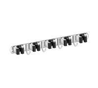 Vocdikficy Staffa per Montaggio A Parete In Acciaio Inossidabile con 5 Rack e 4 Ganci, Organizer per Scope, Porta Attrezzi per Casa, Cucina, Garage, Nero