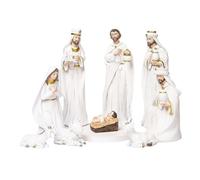 Vocdikficy Statua della Natività di Cristo, Set del Presepe Come Mostrato, in Resina, con Gesù Bambino nella Mangiatoia, Decorazione in Miniatura per la Chiesa.