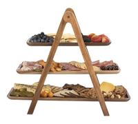 Vocdikficy Vassoio In Legno A Tre Livelli, Scaffale per Organizer, Supporto per Cupcake, Tavolo per Alimenti, Set per Feste di Matrimonio