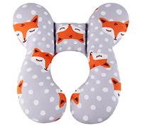 Vocheer, cuscino da viaggio per bambini, supporto per testa e collo, per seggiolino auto, per neonati, per neonati da 0 a 1 anni, motivo volpi