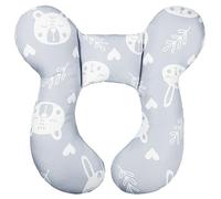 Vocheer, Cuscino di supporto per testa e collo per passeggino, seggiolino per auto e viaggi (bianco con orsi)