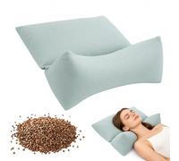 vocheer Cuscino staccabile 3 in 1 di grano saraceno per dormire, 45,7 x 35,6 cm, cuscino cervicale per alleviare il dolore, altezza e fermezza regolabili, supporto solido per chi dorme sulla schiena