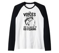 Voci nella mia testa divertente Bass Fishing Citazione Maglia con Maniche Raglan