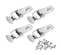 VOCIBO® Chiusura di serraggio con foro di bloccaggio, chiusura in acciaio inox, 4 pezzi da 56 mm con viti, 16 pezzi, chiusura a leva, chiusura per cassetto, cassapanca