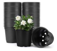 Vockvic 50 Pezzi Vasi da Fiori in Plastica, 10cm Vasi da Vivaio Piccolo, Vasetti per Piantine Giardinaggio Piante Interno Esterno, Contenitore per Piante con Drenaggio Fori, Perfetti per Il Ortaggi