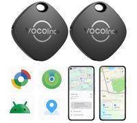 VOCOlinc Smart Air Tag Tracker Compatibile con Android Google Funzioni Trova o iOS Apple Dov'è App, Bluetooth Localizzatore per Chiavi/Portafoglio/Bagaglio/Zaino Borsa, 2 Pezzi Nero