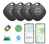 VOCOlinc Smart Tag Tracker Compatibile con Android Google Funzioni Trova o iOS Apple Dov'è App, Bluetooth Localizzatore Trova Oggetti per Chiavi/Portafoglio/Bagaglio/Zaino Borsa, 4 Pezzi Nero
