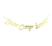 VOCOSTE 1 Set di Striscione Compleanno Festone Carta Scritta Buon Compleanno Bandiera con Decorazioni di Corda, Tonalità Oro