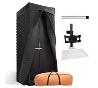 Voctent Zigzag - Cabina di registrazione portatile, senza eco di grado studio, per voiceover, podcast e canto, studio domestico/cabina di isolamento acustico, con luce e borsa da viaggio (ZIGZAG-BLK