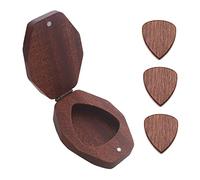 VOCUE Custodia a forma di plettri per chitarra, basso, strumento musicale, supporto per plettri con set di 3 plettri in legno