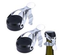 VODAFQS 2 Pezzi Tappo per Spumante, Tappi Bottiglie Vino in Acciaio Inossidabile, Stopper Bottiglia Champagne, Tappo per Vino Riutilizzabile per La Conservazione di Champagne e Birra Nero