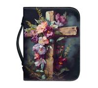Vodetik Custodia per Bibbia rosa con fiori per ragazze, copertura per la Bibbia, per donne e uomini, di piccole dimensioni, con manico con cerniera, borsa organizer per lo studio delle Scritture