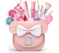 Vodolo Trucco non tossico per bambine, set di trucco sicuro per bambini dai 3 agli 8 anni, con borsa a D iniziale, kit di trucco per ragazze, cesti pasquali, idee regalo di Natale e compleanno