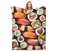 VODRM Coperta a rotolo di sushi, con vero cibo giapponese, kawaii, colorata, idea regalo per bambini e adulti, in morbido pile leggero, accogliente, per divano, letto, sedia, stanza, decorazione di