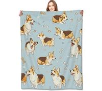 VODRM Corgi, coperta con motivo a ossa di cucciolo e cane, regalo di compleanno per bambini, adulti e amanti degli animali domestici, in morbido pile leggero, accogliente, per divano, letto, camera da