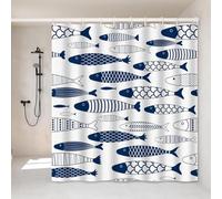 VODRM Tenda da doccia a forma di pesci, 183 x 183 cm, graziosa decorazione da bagno con 12 ganci, motivo astratto, stile minimalista, impermeabile, decorazione moderna per la casa, camera da letto,