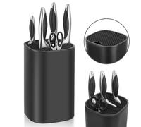 Voency Ceppo portacoltelli senza coltelli, supporto universale per coltelli con fessura per forbici, fessura per barra affilatrice, supporto staccabile per coltelli da cucina per una facile pulizia