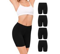 VOENXE Mutande Boxer da Donna Pantaloncini Sottogonna Donna Culotte Cotone Antisfregamento Leggings Corti Culotte Slip Donna Mezza Gamba Cotone Sport Hot Pant Vita Alta Senza Cuciture Pacco da 4