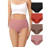 VOENXE Mutande Donna Cotone Vita Alta,Slip Post Parto,Mutanda Culotte Elastiche,Mutandine Intimo Comodo Controllo Pancia,Cotton Women Underwear Panties,Pacco da 4