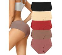 VOENXE Mutande Slip Donna Senza Cuciture,Invisibili Biancheria Hipster Donna Intima, Women Intimo Microfibra Mutandine,Seamless Elasticizzata Underwear,Comode Elasticizzato Intimo di Base, Pacco da 5
