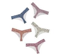 VOENXE Perizoma Mutande Donna Senza Cuciture,Invisibile Microfibra Thong | Vita Bassa Taglio Laser Slip Underwear,Seamless Women Invisibili Panty,Elasticizzato Lycra Brasiliana Mutandine Tanga,5 Pack