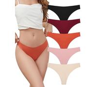 VOENXE Perizoma Mutande Donna,Senza Cuciture Slip Brasiliana,Tanga Microfibra,Invisibile Mutanda Taglio Laser Brasiliano Intimo,Women Seamless Thong Underwear,Sportivo Perizomi Vita Bassa,Pacco da 5