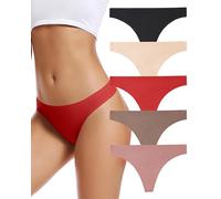 VOENXE Perizoma Mutande Donna Senza Cuciture,Slip Tanga Brasiliana Microfibra,Mutanda Taglio Laser,Seamless Women Thong,Invisibili Intimo Underwear Panties,Perizomi Vita Media Multipack,Pacco da 5