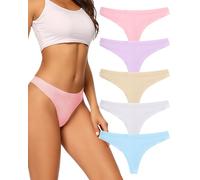 VOENXE Perizoma Mutande Donna Senza Cuciture,Slip Tanga Brasiliana Microfibra,Mutanda Taglio Laser,Seamless Women Thong,Invisibili Intimo Underwear Panties,Perizomi Vita Media Multipack,Pacco da 5