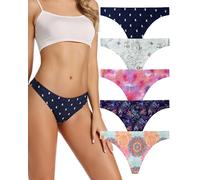 VOENXE Perizoma Mutande Donna Senza Cuciture,Slip Tanga Brasiliana Microfibra,Mutanda Taglio Laser,Seamless Women Thong,Invisibili Intimo Underwear Panties,Perizomi Vita Media Multipack,Pacco da 5
