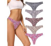 VOENXE Perizoma Mutande Donna Senza Cuciture,Slip Tanga Brasiliana Microfibra,Mutanda Taglio Laser,Seamless Women Thong,Invisibili Intimo Underwear Panties,Perizomi Vita Media Multipack,Pacco da 5