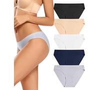 VOENXE Slip Mutande Bikini da Donna Senza Cuciture,Invisibili Mutande Biancheria Intima Sexy,Multipla Culotte Microfibra Intimo Mutandine, Elasticizzato Mutanda Invisibile Seamless Panties,Pacco da 5