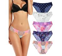 VOENXE Slip Mutande Bikini da Donna Senza Cuciture,Invisibili Mutande Biancheria Intima Sexy,Multipla Culotte Microfibra Intimo Mutandine, Elasticizzato Mutanda Invisibile Seamless Panties,Pacco da 5