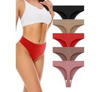 VOENXE Slip Perizoma da Donna A Vita Alta,Senza Cuciture Tanga,Mutande Invisibili Brasiliana Microfibra Intimo Mutandine, Perizomi Mutanda Invisibile,String Thong Elasticizzato Culotte,Pacco da 5