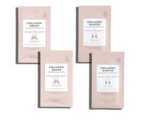 Voesh, guanti e calzini al collagene, olio di argan, infuso di collagene, confezione da 4, 2 guanti, 2 paia di calzini, a casa spa, cura del corpo, guanti nutrienti, idratanti e calzini