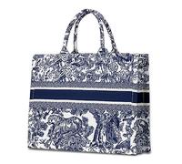 Tote bag lusso Donne cotone lino spalla Crossbody borsa grande capacità Portatile Viaggio Spiaggia Vacanze Shoping tote bag, Blu
