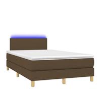 Vofikoli Letto a molle con materasso e LED, marrone scuro, 120 x 190 cm | Testiera regolabile in altezza, anima a molle insacchettate, rivestimento in tessuto delicato sulla pelle, porta USB