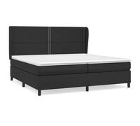 Vofikoli Letto a molle con materasso nero, 200 x 200 cm, ecopelle | Testiera regolabile in altezza, molle insacchettate, stabilità media, rivestimento delicato sulla pelle