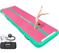 VOFiTNY - Tappetino gonfiabile da palestra da 2 m, spessore 10,2 cm, per casa/ginnastica/allegria/tumbling, rosa/verde, 2 m x 1 m x 0,1 m