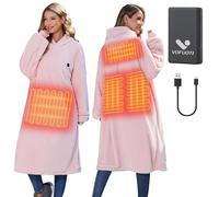 Vofuoti Coperta con cappuccio indossabile riscaldata con batteria, coperta riscaldante elettrica Sherpa senza fili, rosa, comoda, oversize, calda, idea regalo per uomini e donne, Rosa chiaro., Taglia