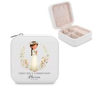 VogaClad Portagioie Personalizzato per Prima Comunione - Scrigno Portagioielli con Nome e Data - Elegante Regalo Comunione Bambina, Idea Regalo per Figlia, Nipote e Figlioccia