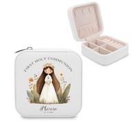 VogaClad Portagioie Personalizzato per Prima Comunione - Scrigno Portagioielli con Nome e Data - Elegante Regalo Comunione Bambina, Idea Regalo per Figlia, Nipote e Figlioccia