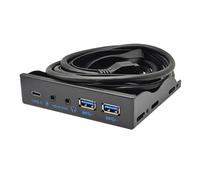 Vogast Pannello frontale USB per PC USB3.2 10Gbps Tipo C+19Pin 2 porte USB3.0 Hub+3.5mm Microfono Auricolare per 3.5 "Floppy Disk Bay Metallo