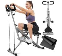 Vogatore per palestra domestica - Attrezzatura per esercizi pieghevole 2 in 1 con fasce di resistenza regolabili per allenamento di braccia, glutei e gambe