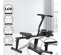 Vogatore Pieghevole per Casa con 12 Livelli Resistenza Display LCD Portata 120kg