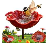 Vogelbad mit Metallblumen-Gartenstecker, Bienentränke in Blumenform für den Garten, handgefertigtes Vogelbad mit Metallblumen-Gartenstecker, Insektentränke für Bienen, Schmetterlingstränke (3)