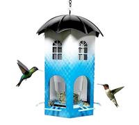 Vogelhäuschen - Wetterfestes Vogelfutterhäuschen aus Metall für Garten & Balkon - Eichhörnchensicherer Vogelhändler mit Regenschutz & Mehrfach-Futterstellen füur Wildvögel