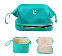 Vogewood Regali per ragazze adolescenti alla moda, grande borsa per il trucco con iniziale, regalo per la futura sposa, borsa cosmetica a doppio strato, borsa da viaggio impermeabile in poliuretano