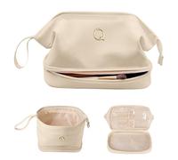 Vogewood Regali per ragazze adolescenti alla moda, grande borsa per il trucco con iniziale, regalo per la futura sposa, borsa cosmetica a doppio strato, borsa da viaggio impermeabile in poliuretano