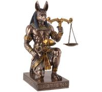 VOGLER Joh. Vogler GmbH Anubis al ginocchio con bilancia, in pietra artificiale, bronzato e colorato